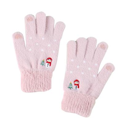 China Snowman Cartoon Touch Screen Comfortable Female Warm Finger Gloves Winter Korean Version Plus Full Velvet Finger Gloves for sale