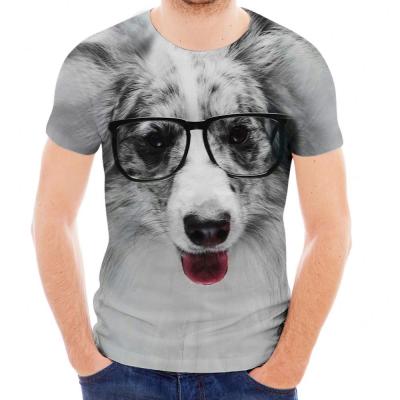 China Apparel Manufacturers Custom Alaskan Malamute Anti Shrink All Over Printing 90% Polyester 10% Spandex Sport Casual Gym Soft T-Shirts Men for sale