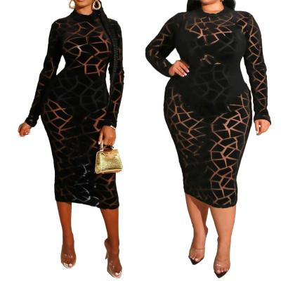 China New Fashion Dress Drop Long Sleeve Transparent Anti-Static Hip-hugging Dresses For Women Women Dresses Casual for sale