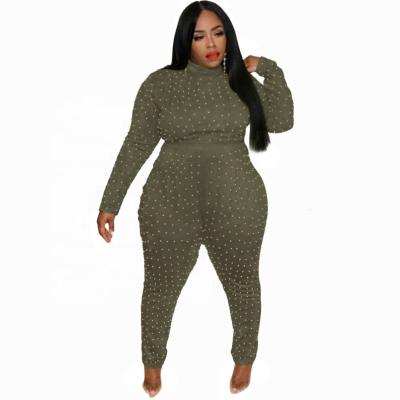 China Anti-wrinkle fashion women clothing long sleeve plus size overalls one piece for fat women for sale