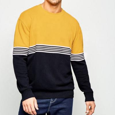 China Yellow Stripe Color Block Stripe Sweatshirt Men'S Custom Hoodies Breathable Band Hoodies for sale