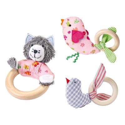 China Soft Toy New Design Wood Baby Teether Baby Teether Toy Animal Chicken Teether Ring Shape Newborn Teether for sale