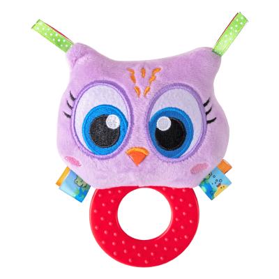 China Factory Wholesale Custom Handmade Soft Beeping Silicone Beeping Stuffed Animal Funny Owl Teether Pack Organic Plush Toys Baby Rattles for sale