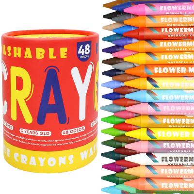 China 36 Hot Amazon Sale Non-Toxic Natural Wax Color Toddler Jumbo Crayons Non-Toxic Jumbo Drawing Learning Flowermonaco Washable Crayons For Kids for sale