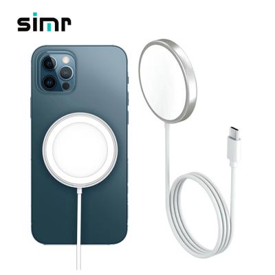 China Mobile Phone Simr 15W Magnetic Wireless Charger QI Stand Charging Mini Fast Charging For Phone 12 Magnetic Charger for sale