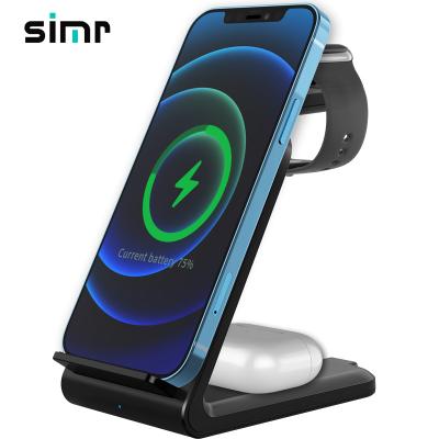 China Simr Wireless Fast Charging Amazon Fast Charging iPhone 12 11 15w Qi 3 in 1 Wireless Charger Stand 4 in 1 Wireless Charger Stand for sale