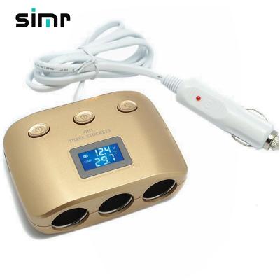 China Lighter Surge Protection Simr 2 Holes USB Charger Adapter Sockets Display Voltage Temperature Cigarette Car Charger for sale