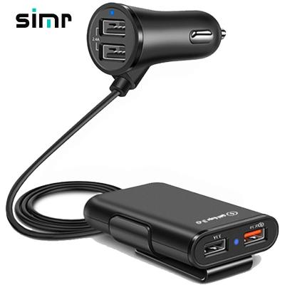 China simr 4 Prot 8A 36W 1.8M Cable Mobile Phone/Ipad/Camera/PDA/MP3 Front And Back USB Car Charger QC3.0 USB Charger For iPhone USB Car Charger for sale