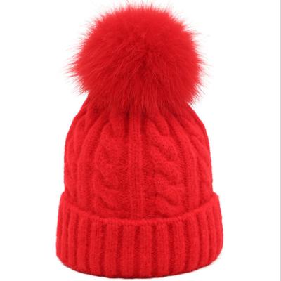 China COMMON Wholesale Custom Knitted Hats Embroidered Logo Warm Beanie Men's Winter POM POM Hat Cap for sale