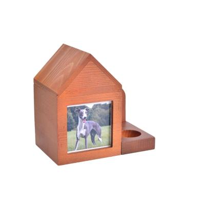 China Sustainable Manufacturers wholesale dog and cat ashes wooden funeral cremation urns and photo framed souvenir boxes lost pet souvenir gifts for sale