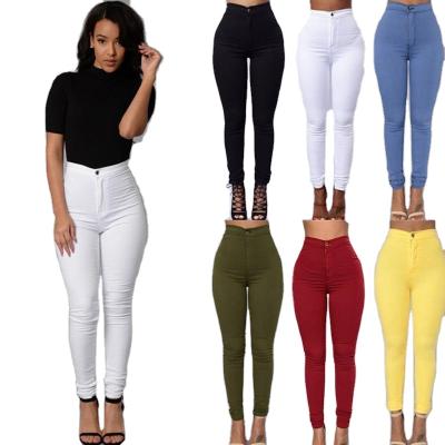 China Anti-Wrinkle Pencil Pants Womens Ladies Stretch Casual Skinny Denim Pants High Waist Pants for sale