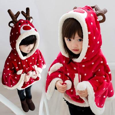 China Breathble Cozy Christmas Red Dotted Reindeer Fluffy Coat For Kids Babies Gift Winter Cape Jacket Clothing Party Game Cute Cosplay Costume for sale