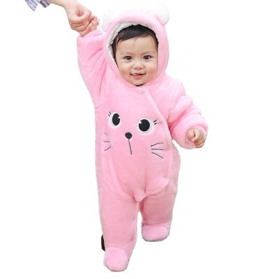 China Newborn Baby Boy Breathble Baby Romper Cozy Winter Girl Clothes Cute Warm Infant Soft Fleece Overalls Print Unisex Romper Pajamas for sale