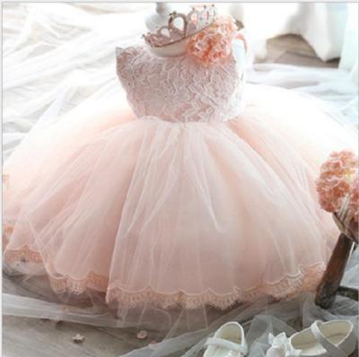 China Child's Lace Princess Tutu Dresses ##2016 Dry Cleaning ## High Quality Baptism Bowknot Baby Dress 1 Year Birthday Dress For Baby for sale