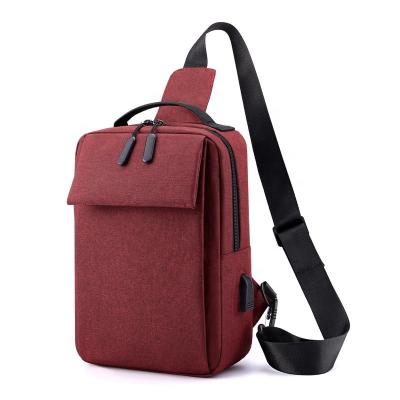 China New Fashion Tear Resistant Chest Bag Cheap Cross - Body Men Leisure With USB Port Filling Messenger Bag Lightweight Increasing Sling Bag for sale