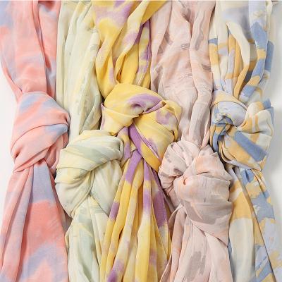 China New Fashion Design Best Quality Women Muslim Colorful Headscarf Hijab Print Shawl Tie Dye Chiffon Hijab Scarves for sale