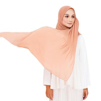 China New Fashion Chiffon Mini Chiffon Hijab Malaysia Tudung Women Pleated Muslim Shawl Hijab Scarves for sale