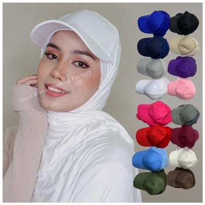 China Simply 2022 New Fashion Malaysia Bawal Muslim Simple Snap Hijab Snap Shawls With Baseball Cap for sale