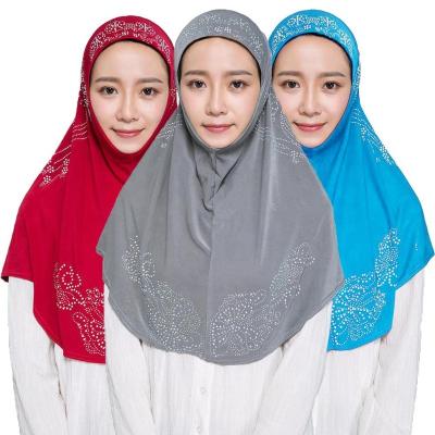 China Ramadan Muslim Women Malaysia Islamic Pearl Rhinestones Diamond Instant Amira Hijab For Long Factory Design New for sale