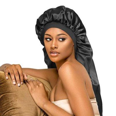 China Dobby factory direct sale luxury satin head sleep covers long tube women silk hair hood for sale