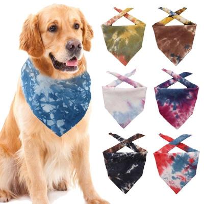 China Sustainable Wholesale Amazon Pet Square Thicken Bandanas Handkerchief Cotton Tie Dye Custom Print Dog Bandana With Logo for sale