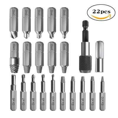 China 22pcs/Set Screw Extractor Remover Damaged Broken Screw Extractor Drill Bit Bolt Stud Remover Tool Kit for sale