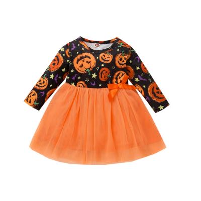 China Anti-wrinkle babies clothing halloween boutique clothes dress pumpkin dress up dress for sale