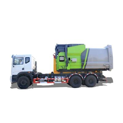 China Hotels Dongfeng 6x4 Hydraulic Rear Bin Waste Collection Vehicle 18CBM Hook Lift Grbage Loading Truck for sale