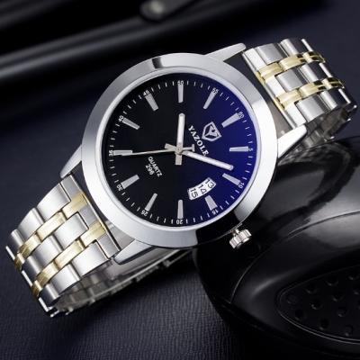 China M 296-S YAZOLE Water Resistant Stainless Steel Watch Fashion Business Men's Wrist Watch Mnalogue Watch With Calendar for sale