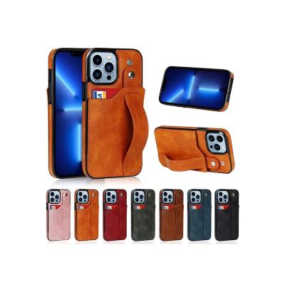 China Shockproof manufacturers sell well leather wristband wallet phonecase easy to hold phone case for sale