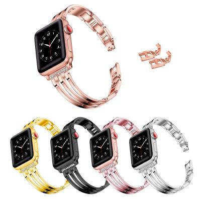 China Fashion Luxury Diamond Women Jewelry Alloy Bracelet Strap For Apple Watch 7 41mm Watch Band Metal Strap 45mm Bling for sale