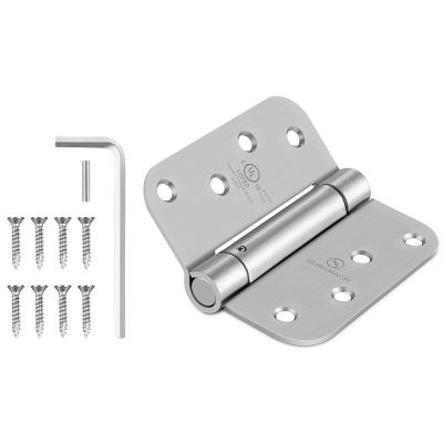 China Modern Rounded Corner 4 Inch x 4 Inch Ball Bearing Spring Hinge Door Hinges Silver Black Steel Hinge for sale