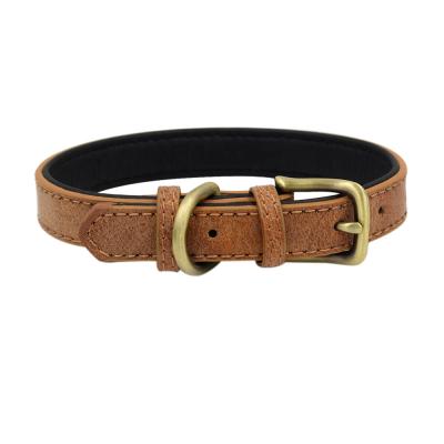 China Personalized Leather Custom Dog Collar Engraved Padded Dog Collars Pet Collar For Small Animals for sale