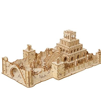 China Eco-friendly Laser Cutting Diy Assembled  Famous   Architecture  Ruins  3D jigsaw  wooden puzzle for sale