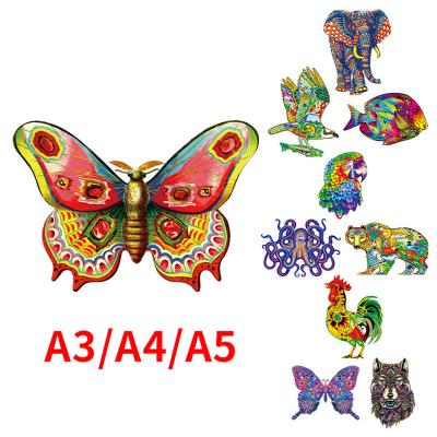 China Cartoon Toy 2023 hot  selling Wooden Puzzles Puzzle Unique Shape Animal Wooden Puzzle Best Gift for Adults and Kids for sale