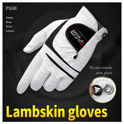 China Brand New Genuine Soft Comfortable Lamb Feel PGM GolfGloves For Golfer Gift Left & Right Hands With Ball Marker Sheepskin for sale