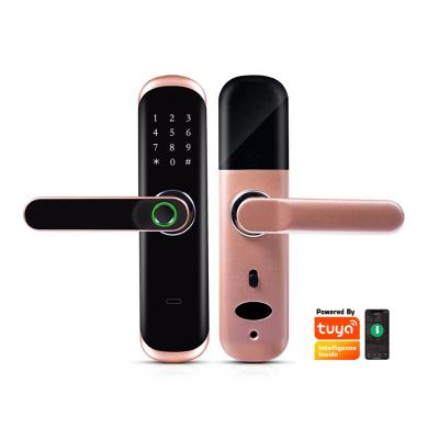 China Cheap Wifi Digital Tuya aluminum alloy prices wireless APP remote control fingerprint code smart door lock for home for sale