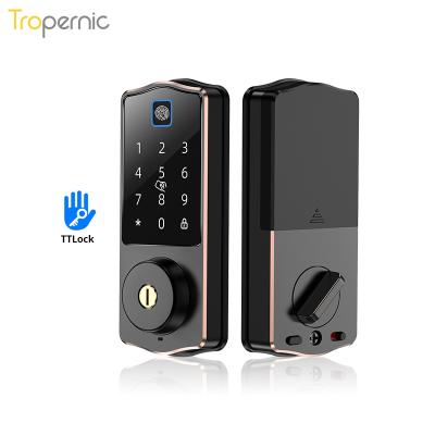 China High Quality APP Deadbolt Ttlock BLE Fingerprint Password Touch Screen Aluminum Alloy Digital Smart Door Lock For Home for sale