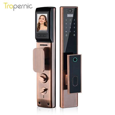 China Advanced Aluminum Entry Full Automatic Keyless Biometric Fingerprint Outdoor Smart Door Lock With Camera for sale