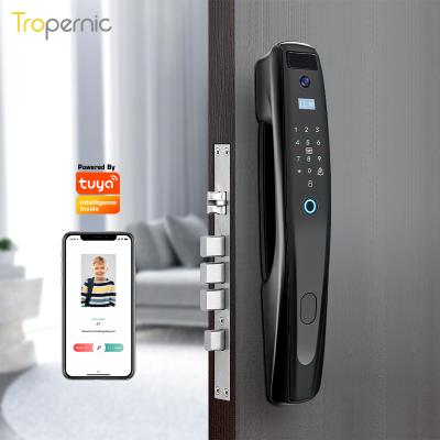 China Aluminum Alloy Tuya Wifi Security Fingerprint Keyless Magnesium Cerraduras Inteligentes Smart Door Lock With Camera for sale