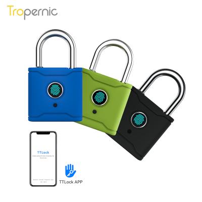 China Smart Anti-lost Waterproof One Touch Waterproof Small Fingerprint Thumbprint Control App Smart Padlock Unique Biometric Fingerprint for sale