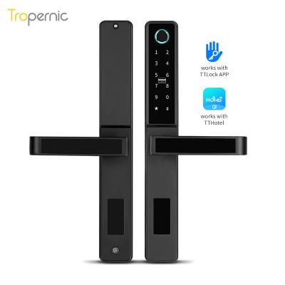 China Aluminum Alloy Waterproof Remote Security Door App Fingerprint Biometric Glass Sliding Door Lock for sale