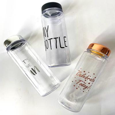 China Fashion viable style custom promotion logo direct printing plastic drinking my bottle 500ml clear colorful plastic water bottle for sale