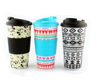 China 450ml/16oz Bpa Logo Double Wall Reusable pp Mug Free Custom Plastic Cup Travel Coffee Mug Stocked With Straw for sale