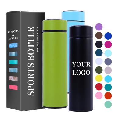 China 17oz/500ml Intelligent Stainless Steel Logo LED Temperature Display Vacuum Real Time Wall Viable Custom Viable Double Flask for sale