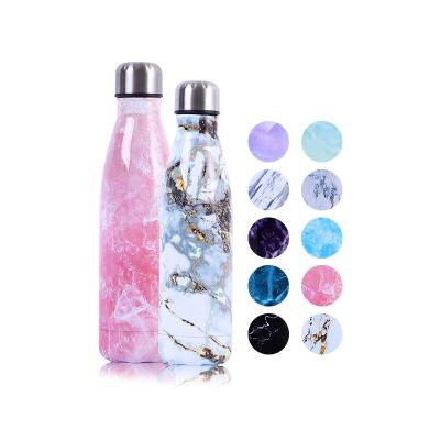 China Custom Viable Marble Water Bottle Logo Cola Bottle Stainless Steel Double Wall Vacuum Insulated Sport Thermal Flask for sale