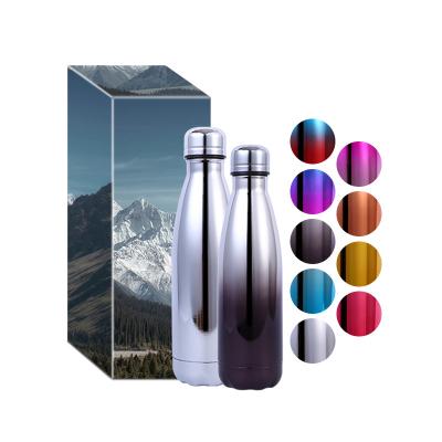 China Custom 500ML Sustainable Drinking Cold Tthermal Insulated Double Wall Stainless Steel Metal Cola Shape Sport Water Bottles With Custom Logo for sale