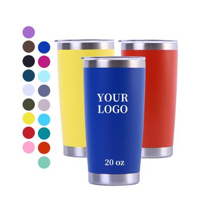 China Customized Wholesale Viable Stainless Steel 20oz Powder Coat Wall Coffee Travel Double Tumbler Vacuum Insulated Cup Ice Hot Drink Mugs for sale