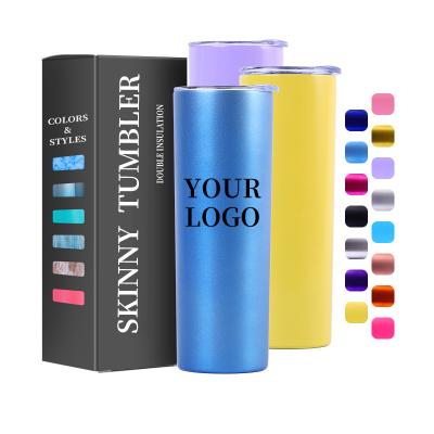 China 20OZ Viable Painting Double Wall Vacuum Insulation Water Bottle Coffee Mug Slim Lean Stainless Steel Tumbler With Seal Lid for sale