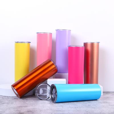 China Wholesale 20oz Double Wall Paint Sublimation Stainless Steel Straight Reusable Straight Mug Travel Viable Insulated Skinny Tumbler With Lid for sale